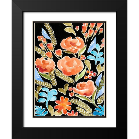 Floral Assembly II Black Modern Wood Framed Art Print with Double Matting by Moore, Regina