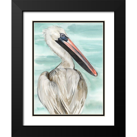 Turquoise Pelican I Black Modern Wood Framed Art Print with Double Matting by Parker, Jennifer Paxton