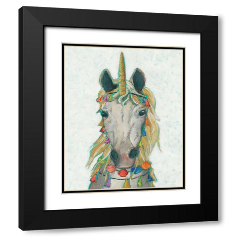 Fiesta Unicorn I Black Modern Wood Framed Art Print with Double Matting by Zarris, Chariklia