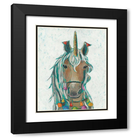 Fiesta Unicorn II Black Modern Wood Framed Art Print with Double Matting by Zarris, Chariklia