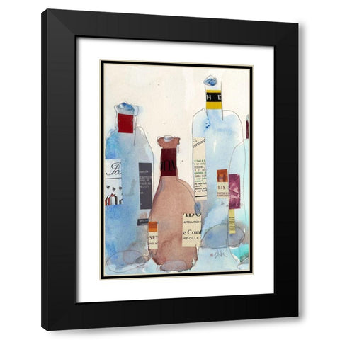 The Wine Bottles IV Black Modern Wood Framed Art Print with Double Matting by Dixon, Samuel