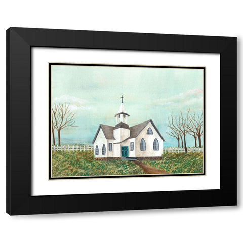 Country Church III Black Modern Wood Framed Art Print with Double Matting by Moore, Regina