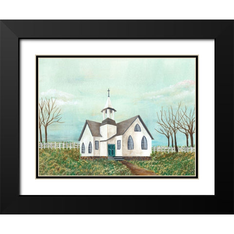 Country Church III Black Modern Wood Framed Art Print with Double Matting by Moore, Regina