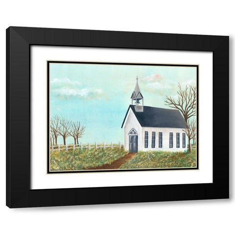Country Church IV Black Modern Wood Framed Art Print with Double Matting by Moore, Regina