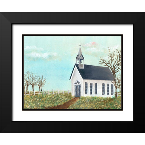 Country Church IV Black Modern Wood Framed Art Print with Double Matting by Moore, Regina