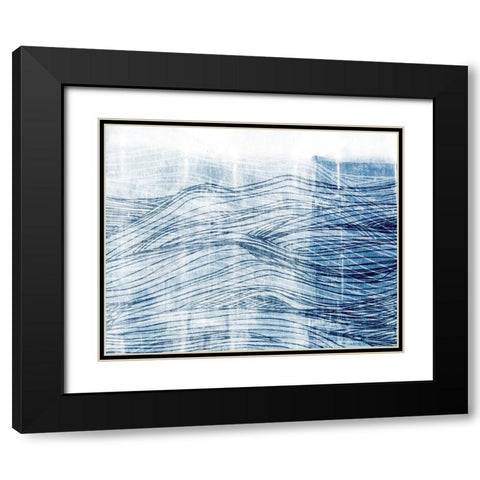 Indigo Waves I Black Modern Wood Framed Art Print with Double Matting by Fagalde, Jarman