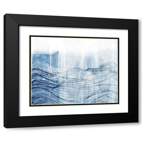 Indigo Waves II Black Modern Wood Framed Art Print with Double Matting by Fagalde, Jarman
