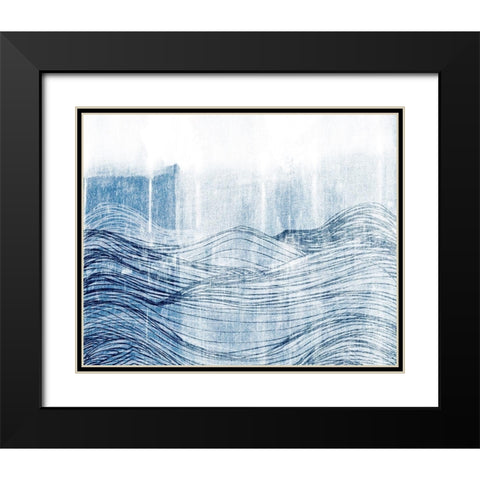 Indigo Waves II Black Modern Wood Framed Art Print with Double Matting by Fagalde, Jarman