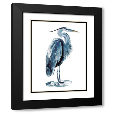 Blue Blue Heron I Black Modern Wood Framed Art Print with Double Matting by Parker, Jennifer Paxton