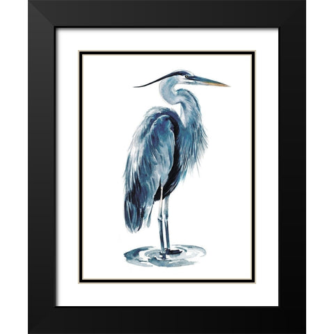 Blue Blue Heron I Black Modern Wood Framed Art Print with Double Matting by Parker, Jennifer Paxton