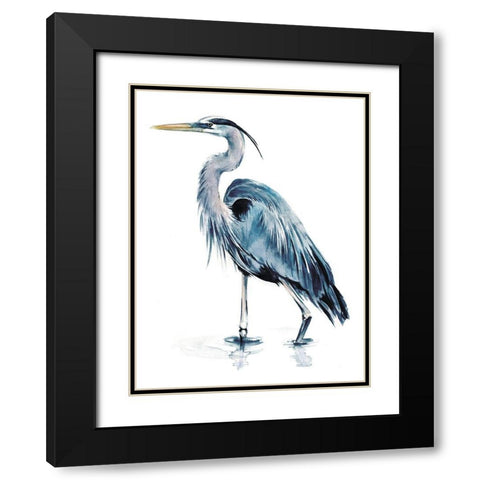 Blue Blue Heron II Black Modern Wood Framed Art Print with Double Matting by Parker, Jennifer Paxton