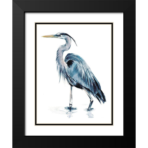 Blue Blue Heron II Black Modern Wood Framed Art Print with Double Matting by Parker, Jennifer Paxton