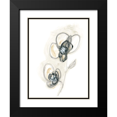 Monochrome Floral Study II Black Modern Wood Framed Art Print with Double Matting by Vess, June Erica