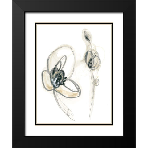 Monochrome Floral Study III Black Modern Wood Framed Art Print with Double Matting by Vess, June Erica