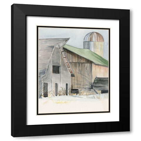 Winter Barn II Black Modern Wood Framed Art Print with Double Matting by Parker, Jennifer Paxton