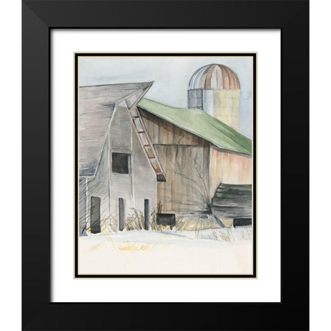 Winter Barn II Black Modern Wood Framed Art Print with Double Matting by Parker, Jennifer Paxton