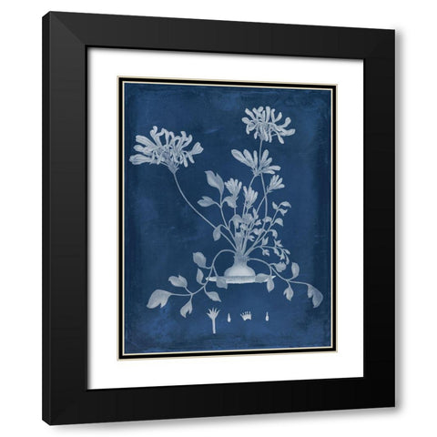 Botanical in Indigo II Black Modern Wood Framed Art Print with Double Matting by Vision Studio