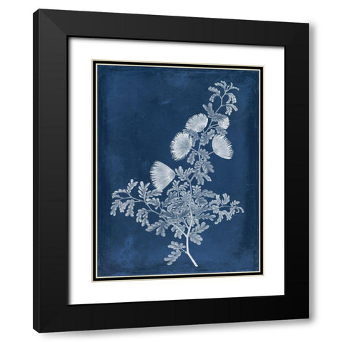 Botanical in Indigo IV Black Modern Wood Framed Art Print with Double Matting by Vision Studio