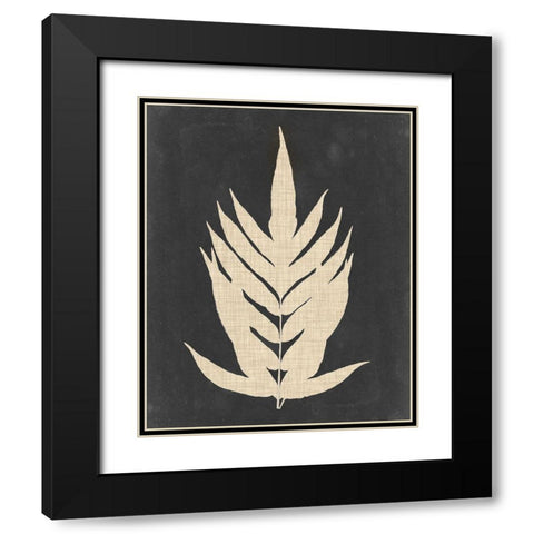 Linen Fern II Black Modern Wood Framed Art Print with Double Matting by Vision Studio