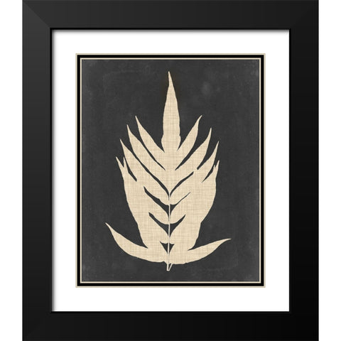 Linen Fern II Black Modern Wood Framed Art Print with Double Matting by Vision Studio