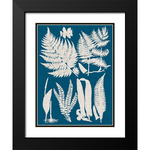 Linen and Blue Ferns I Black Modern Wood Framed Art Print with Double Matting by Vision Studio