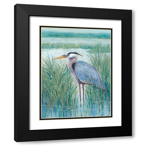 Wetland Heron II Black Modern Wood Framed Art Print with Double Matting by OToole, Tim