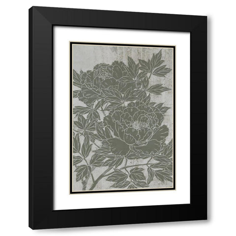 Blooming Peony I Black Modern Wood Framed Art Print with Double Matting by Wang, Melissa
