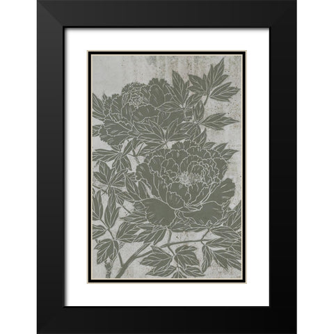 Blooming Peony I Black Modern Wood Framed Art Print with Double Matting by Wang, Melissa