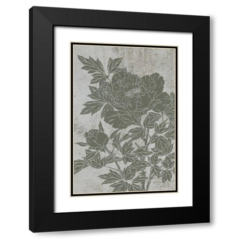 Blooming Peony II Black Modern Wood Framed Art Print with Double Matting by Wang, Melissa