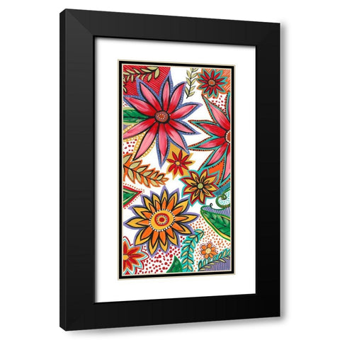 Flowering Garden Whimsy I Black Modern Wood Framed Art Print with Double Matting by Moore, Regina