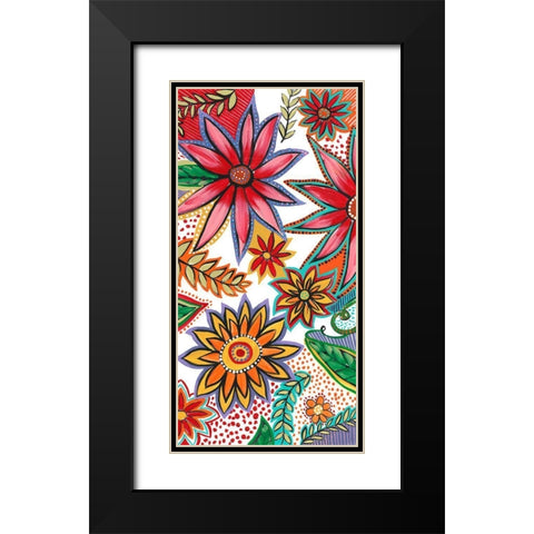 Flowering Garden Whimsy I Black Modern Wood Framed Art Print with Double Matting by Moore, Regina