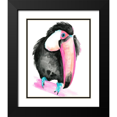 Technicolor Toucan I Black Modern Wood Framed Art Print with Double Matting by Parker, Jennifer Paxton