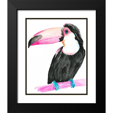 Technicolor Toucan II Black Modern Wood Framed Art Print with Double Matting by Parker, Jennifer Paxton