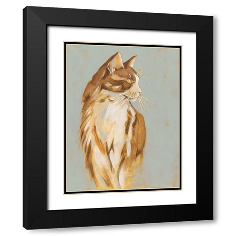 Lap Cat I Black Modern Wood Framed Art Print with Double Matting by Zarris, Chariklia