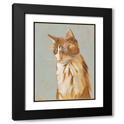 Lap Cat II Black Modern Wood Framed Art Print with Double Matting by Zarris, Chariklia