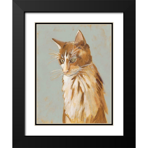 Lap Cat II Black Modern Wood Framed Art Print with Double Matting by Zarris, Chariklia