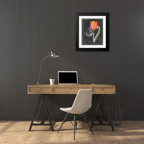 Chalkboard Flower III Black Modern Wood Framed Art Print with Double Matting by Parker, Jennifer Paxton