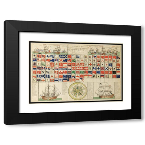 Sea Flags of all Nations Black Modern Wood Framed Art Print with Double Matting by Mondhare, Louis Joseph
