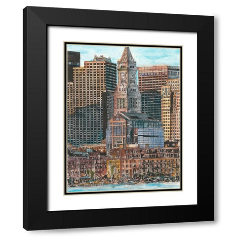 US Cityscape-Boston Black Modern Wood Framed Art Print with Double Matting by Wang, Melissa