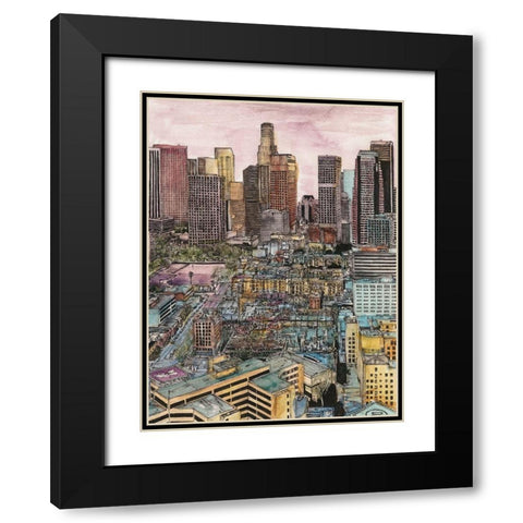 US Cityscape-Los Angeles Black Modern Wood Framed Art Print with Double Matting by Wang, Melissa