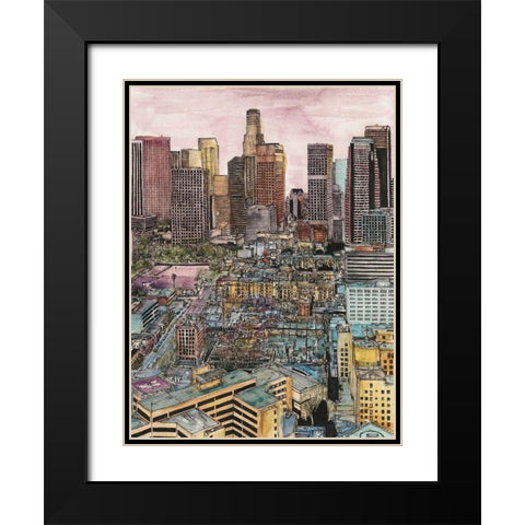 US Cityscape-Los Angeles Black Modern Wood Framed Art Print with Double Matting by Wang, Melissa