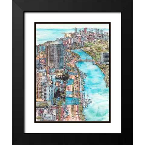 US Cityscape-Miami Black Modern Wood Framed Art Print with Double Matting by Wang, Melissa