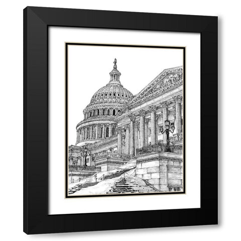 BandW Us Cityscape-Washington DC Black Modern Wood Framed Art Print with Double Matting by Wang, Melissa