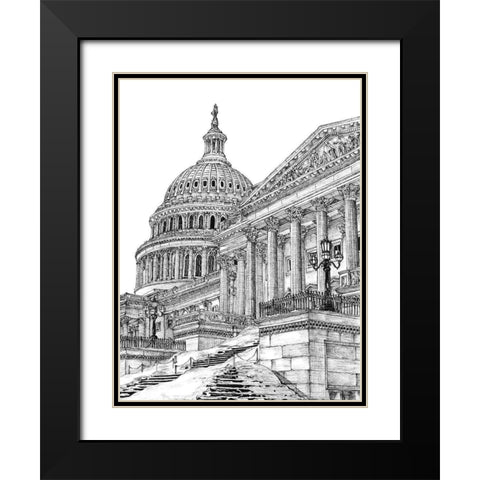 BandW Us Cityscape-Washington DC Black Modern Wood Framed Art Print with Double Matting by Wang, Melissa