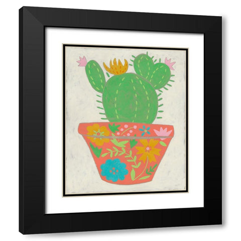 Happy Cactus I Black Modern Wood Framed Art Print with Double Matting by Zarris, Chariklia