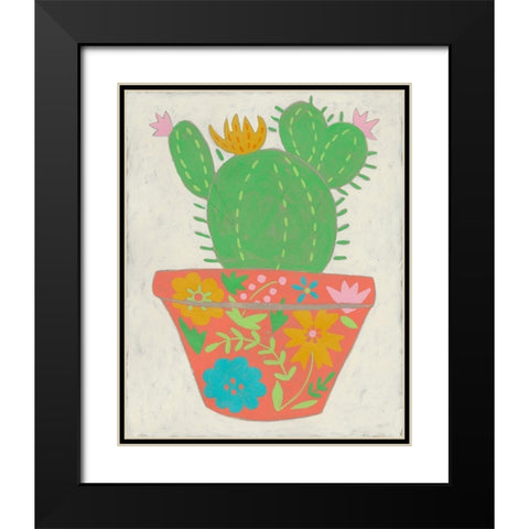 Happy Cactus I Black Modern Wood Framed Art Print with Double Matting by Zarris, Chariklia