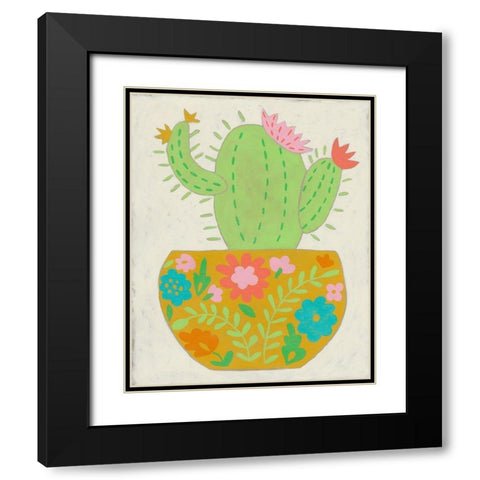 Happy Cactus II Black Modern Wood Framed Art Print with Double Matting by Zarris, Chariklia