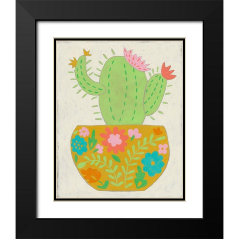 Happy Cactus II Black Modern Wood Framed Art Print with Double Matting by Zarris, Chariklia