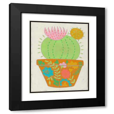 Happy Cactus III Black Modern Wood Framed Art Print with Double Matting by Zarris, Chariklia