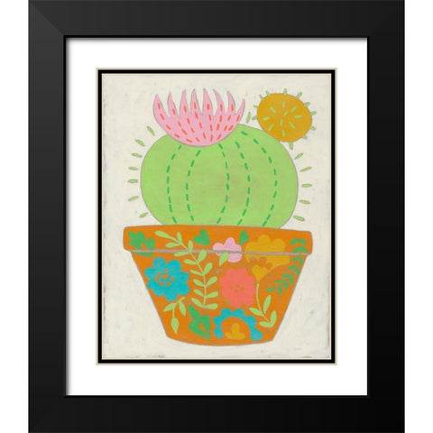 Happy Cactus III Black Modern Wood Framed Art Print with Double Matting by Zarris, Chariklia